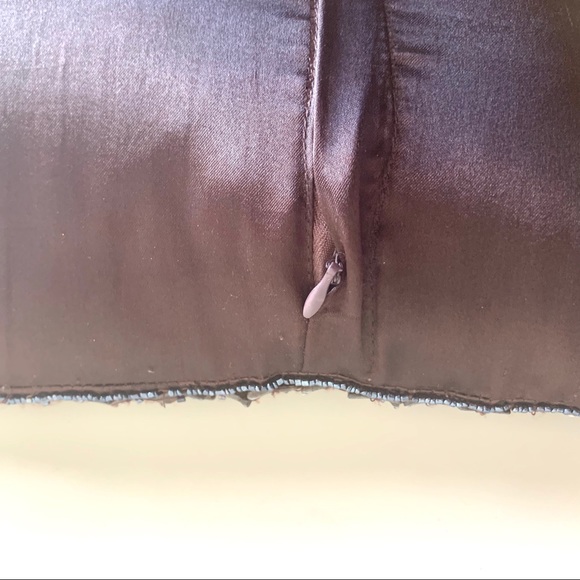 Brown embellished accent pillow - Beaded w/ iridescent “shells” 13” x 13” square - Picture 8 of 10